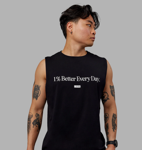 1% Better FLXCotton Training Fit Tank (Black-White)