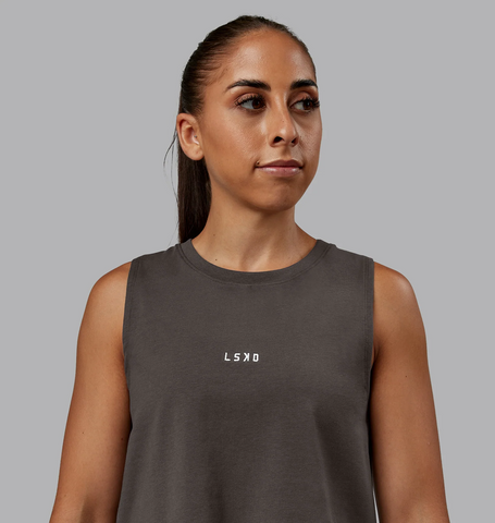 Go-To FLXCotton Tank (Dark Storm - White)