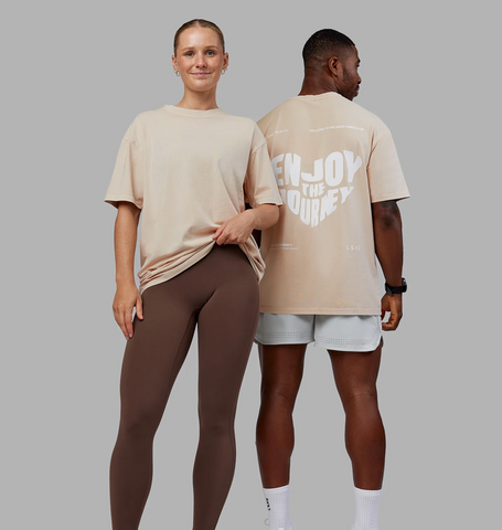 Heart FLXCotton Oversized Tee (Washed Shale Beige-White)