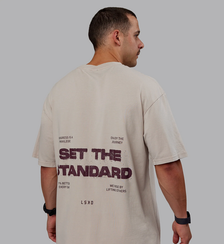 Set The Standard Washed FLXCotton Oversized Tee (Shale Beige)