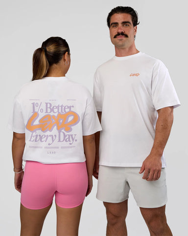 Break Through FLXCotton Oversized Tee (White - Pale Lilac)