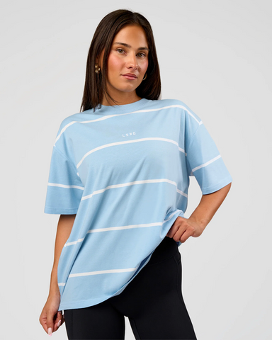 Go-To Stripe FLXCotton Oversized Tee (Open Air - White)