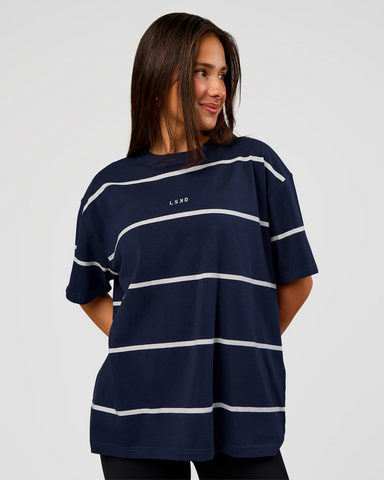 Go-To Stripe FLXCotton Oversized Tee (Future Navy - White)