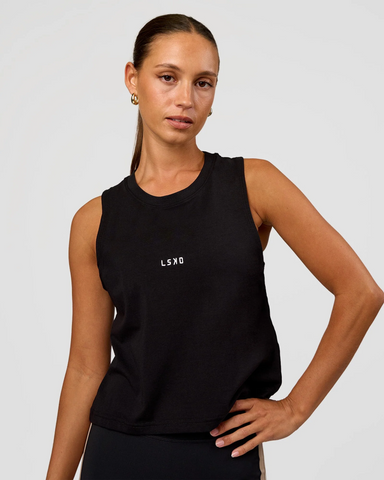 Go-To Flex Cotton Midline Tank (Black-White)