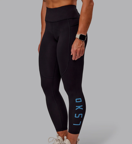 Rep 7/8 Legging (Black - Azure Blue)